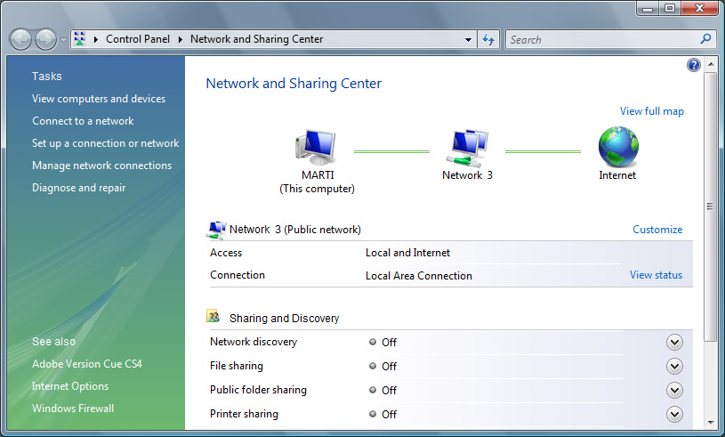 Window Vista Network And Sharing Center