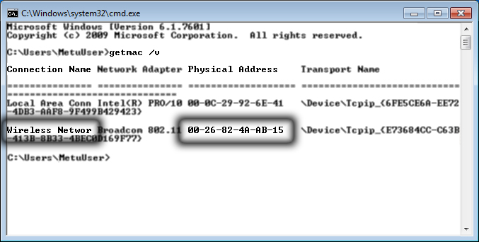 find my mac address command prompt